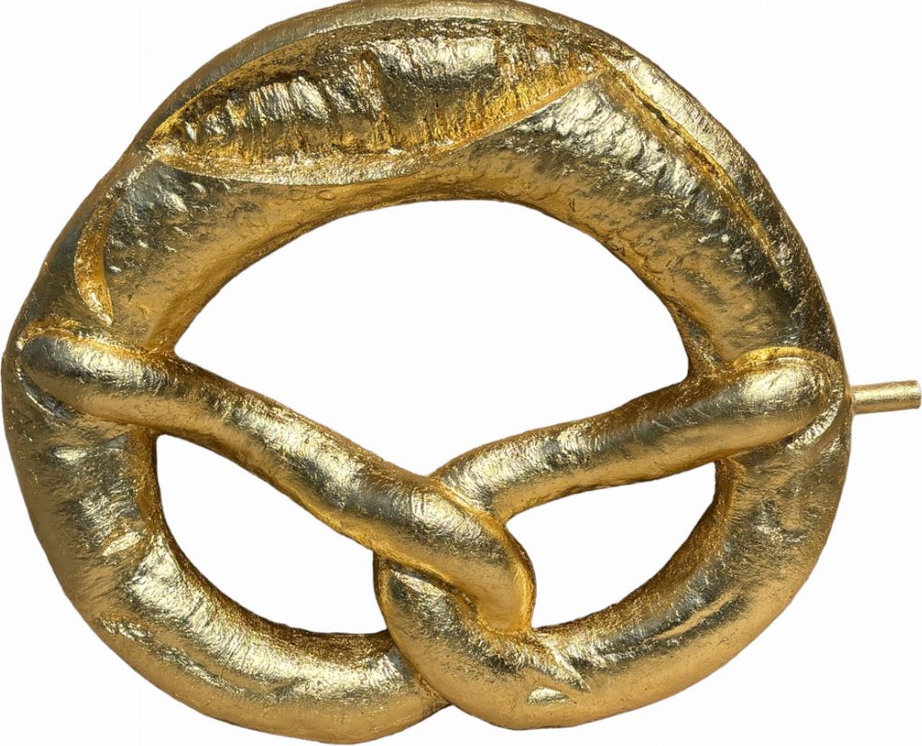 XXL Brezel Blattgold 100cm breit Dekorationsfigur/Werbefigur/Diverse Dekoelemente - GFK - übergroß XXL - für draußen
