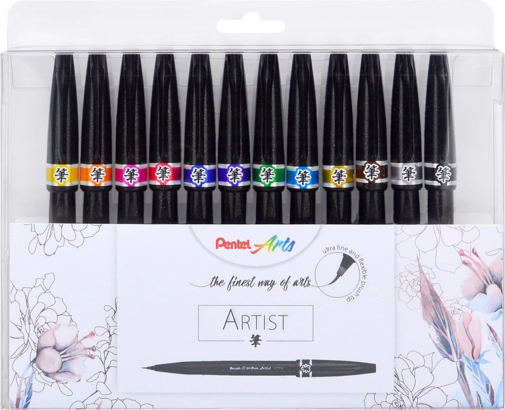 Pinsstift Pentel-Künstler SESF30C-4 Blasen von 12 Stück Assorti