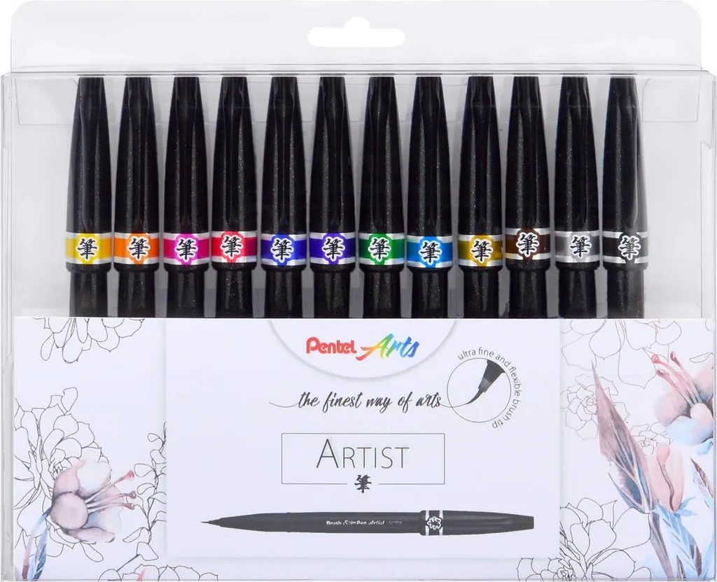 Stylo Pentel Artiste SESF30C-4 pointe ultra fine flexible assorti x12