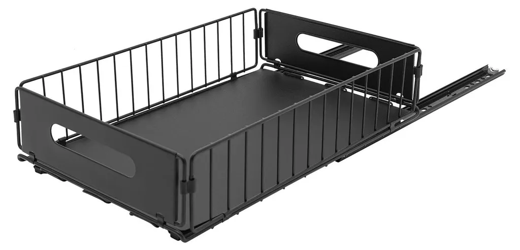 Panier sous évier coulissant noir pour cuisine et salle de bain - 2 pièces