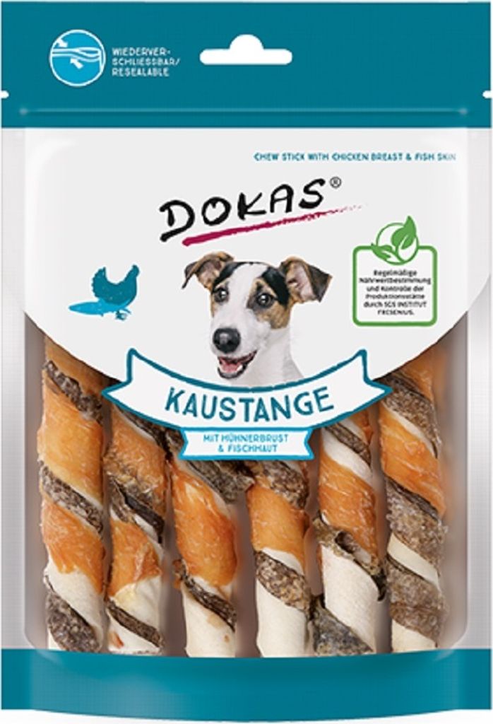 Dokas Kaustange mit Hühnerbrust & Fischhaut, Snacks, Hund, Adult, Huhn, Fisch, 170 g