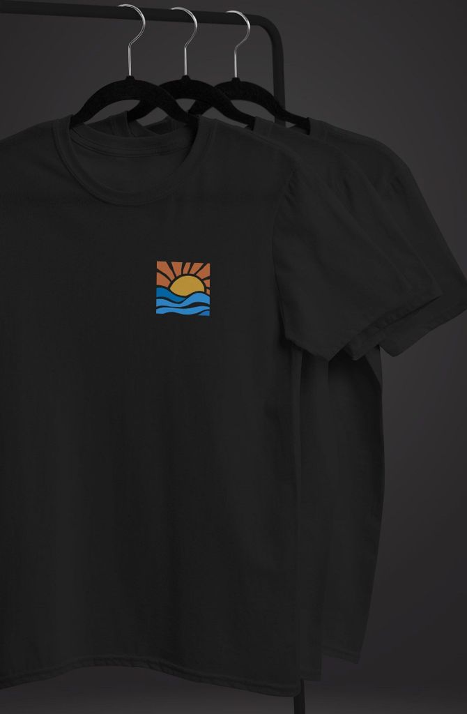 Herren T-Shirt Logo Print Sommer Sonne Welle Strand Beach Style Fashion Streetstyle Neverless schwarz 4XL