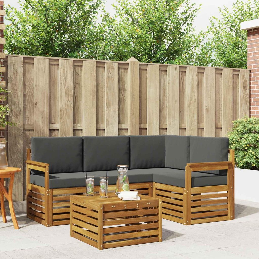 (Robust Möbel)Möbelsets - Sofagarnitur - CLORIS - Balkonmöbe/Sitzgruppe - mit Kissen 5 pcs - Moderne design - Natur und Anthrazit Holzwerkst...