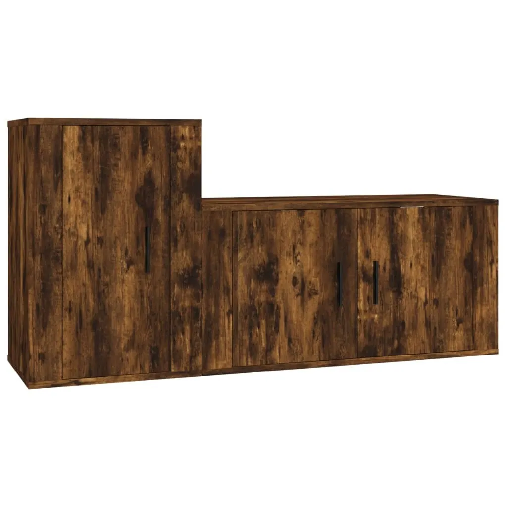 Mobili Porta TV 2 Pezzi Quercia Fumé | Arredo Soggiorno Contemporaneo