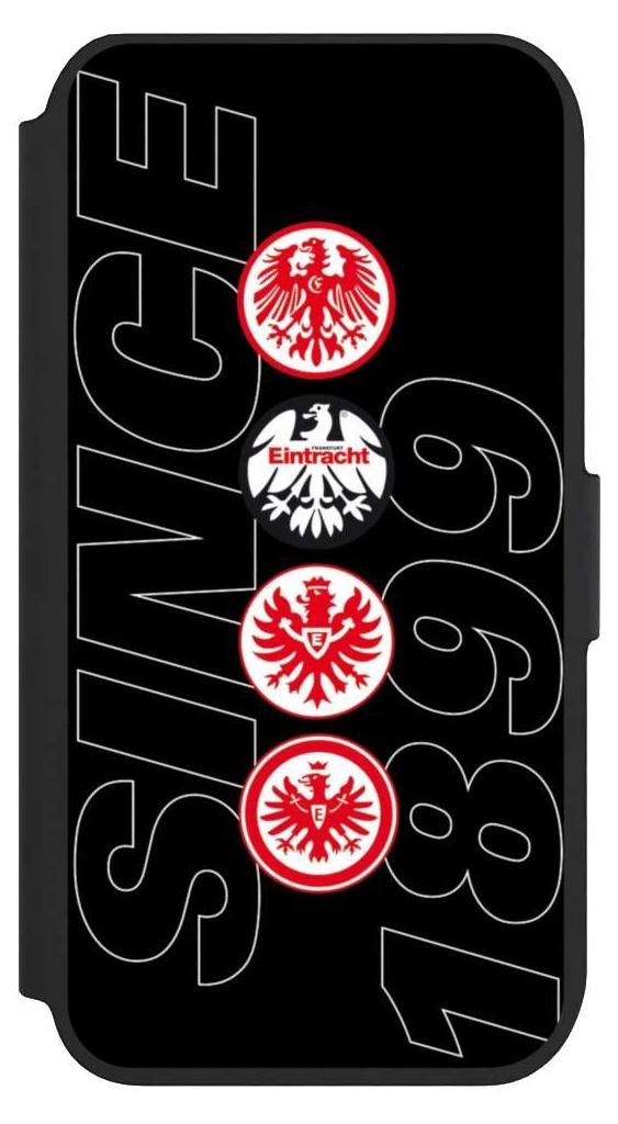 NIVOCASE Klapphülle für Apple iPhone 8 Handyhülle aus Kunst Leder NIVOflip schwarz Adler Eintracht Frankfurt Logo