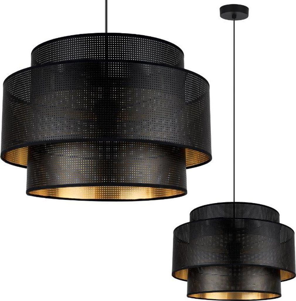 Asti Trio Hängelampe Schwarz Und Gold 45Cm Mesh