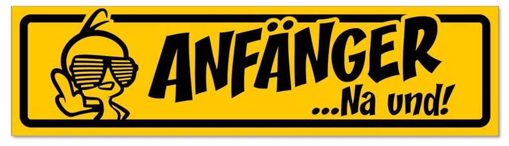 Kiwistar - Autoaufkleber - Gelb - Schwarz - 45 x 12 cm - Anfänger NA und? Kücken invertiert - Hinweis Aufkleber Sticker für Auto, Kfz, Fahrrad, ...