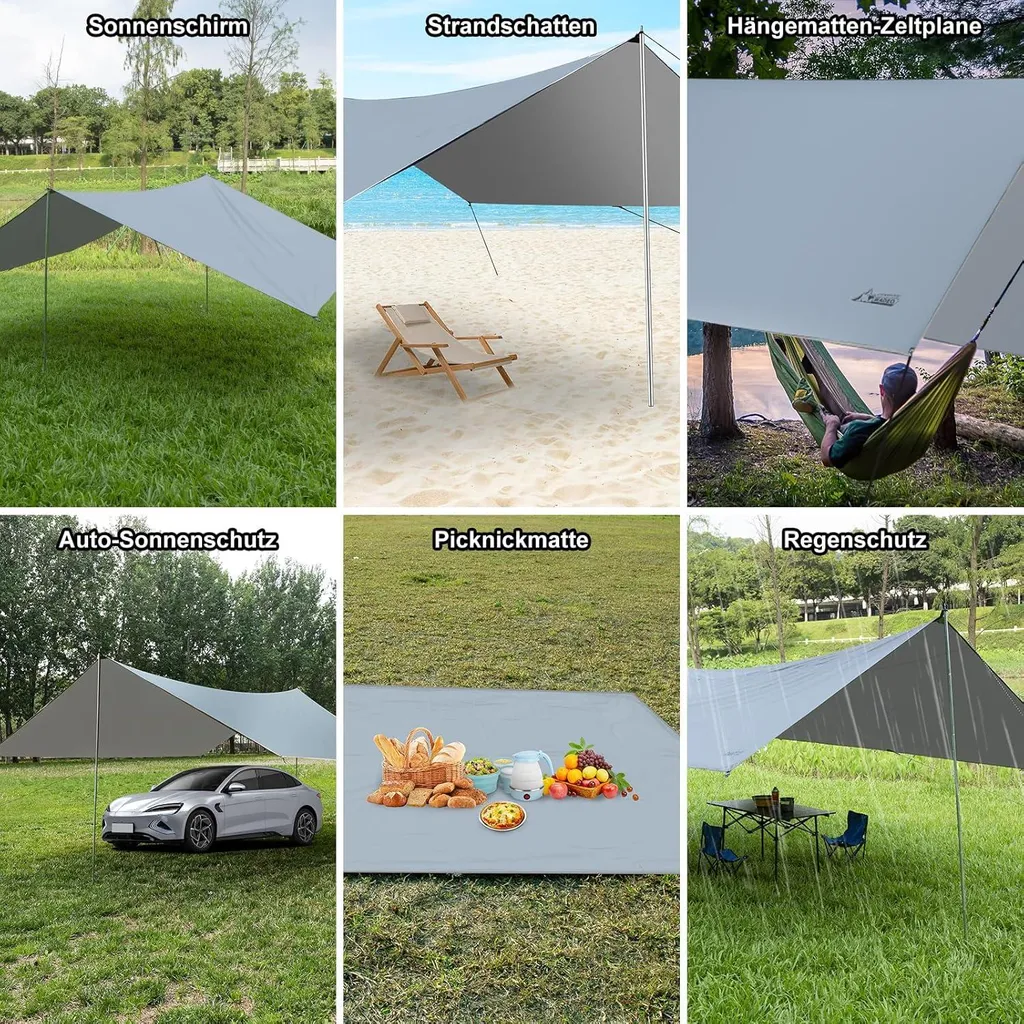 Abri de camping ultra léger et étanche 36x48m avec kit d'ancrage complet