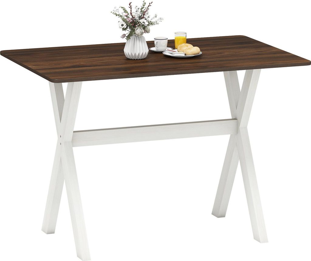 COSTWAY Eettafel met X-vormige houten poten, accenttafel, Productafbeelding 