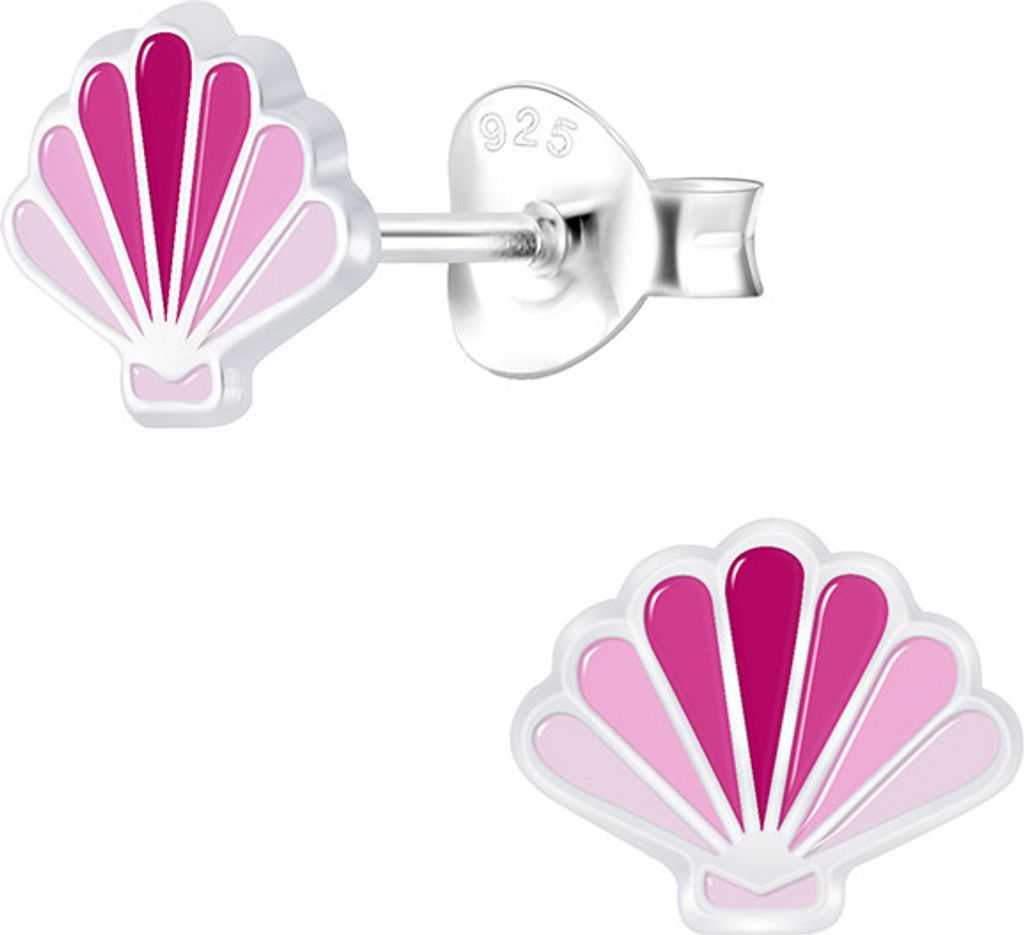 Kinder Ohrstecker Muschel: Pinke Ohrringe Silber 925