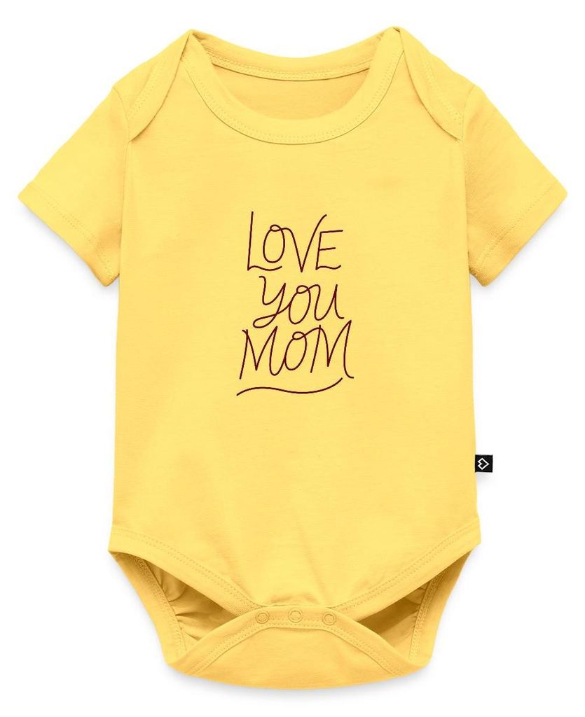 Spreadshirt Geschenk Mom | Love You Mom Kurzarm Tages Baby Body, 80 (9-12 M.), Pastellgelb