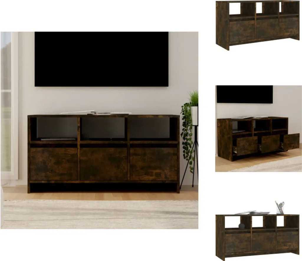 Mobile TV vidaXL Rovere Fumé 102x37,5x52,5 cm - Design per Soggiorno Moderno