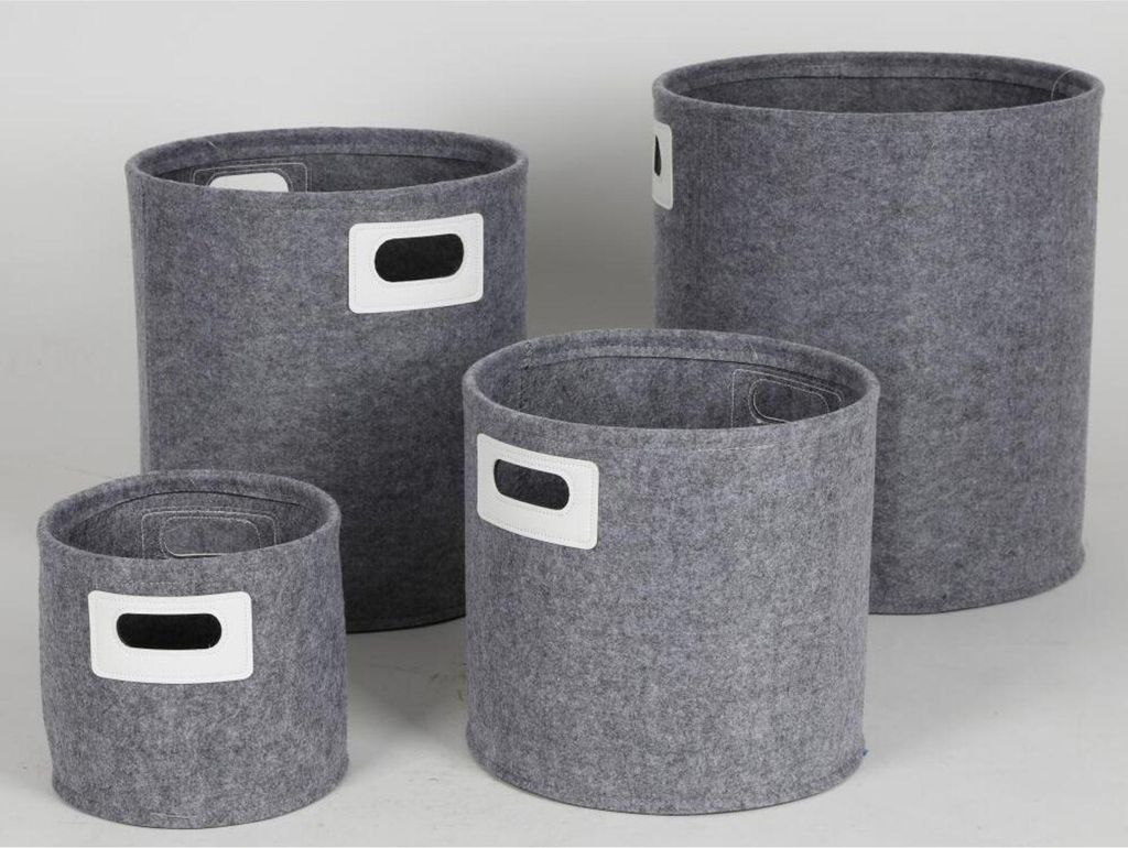 BURI Set Filzkörbe Grau Tragetaschen Aufbewahrungsbox Zeitung Buch Kaminholz Decken