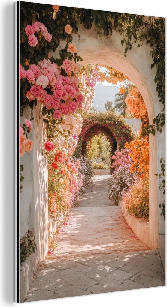MuchoWow Wanddekoration Metall Metallbild Wandkunst 60x90 cm Durchsichtig - Bogen - Blumen - Pastell MuchoWow Aluminium Gemälde - Wandbilder - Alu...