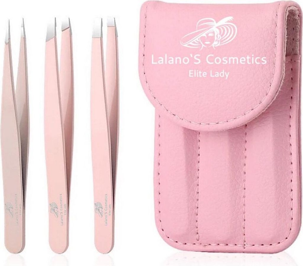 Lalano`S Cosmetics Pinzette Deluxe- Pinzetten Set, Maniküre Pediküre Set, 4-tlg., 3 Pinzetten, Etui