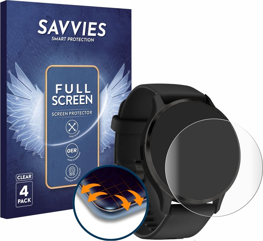 4x Savvies Fullscreen Schutzfolie für Garmin Venu 3S Produktbild 