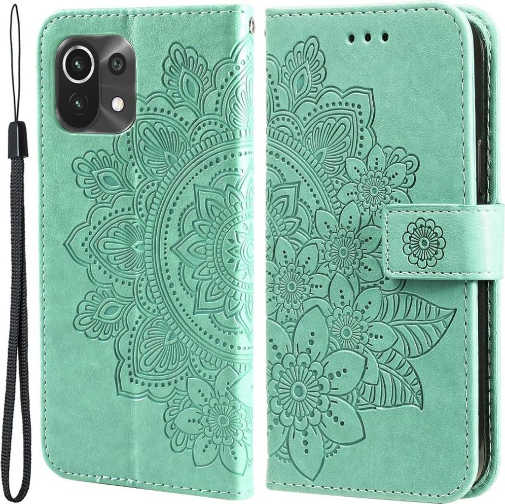 Xiaomi Mi 11 Lite (4G, 5G & NE) Hülle - Coverup Mandala Blumen Klapphülle - Grün