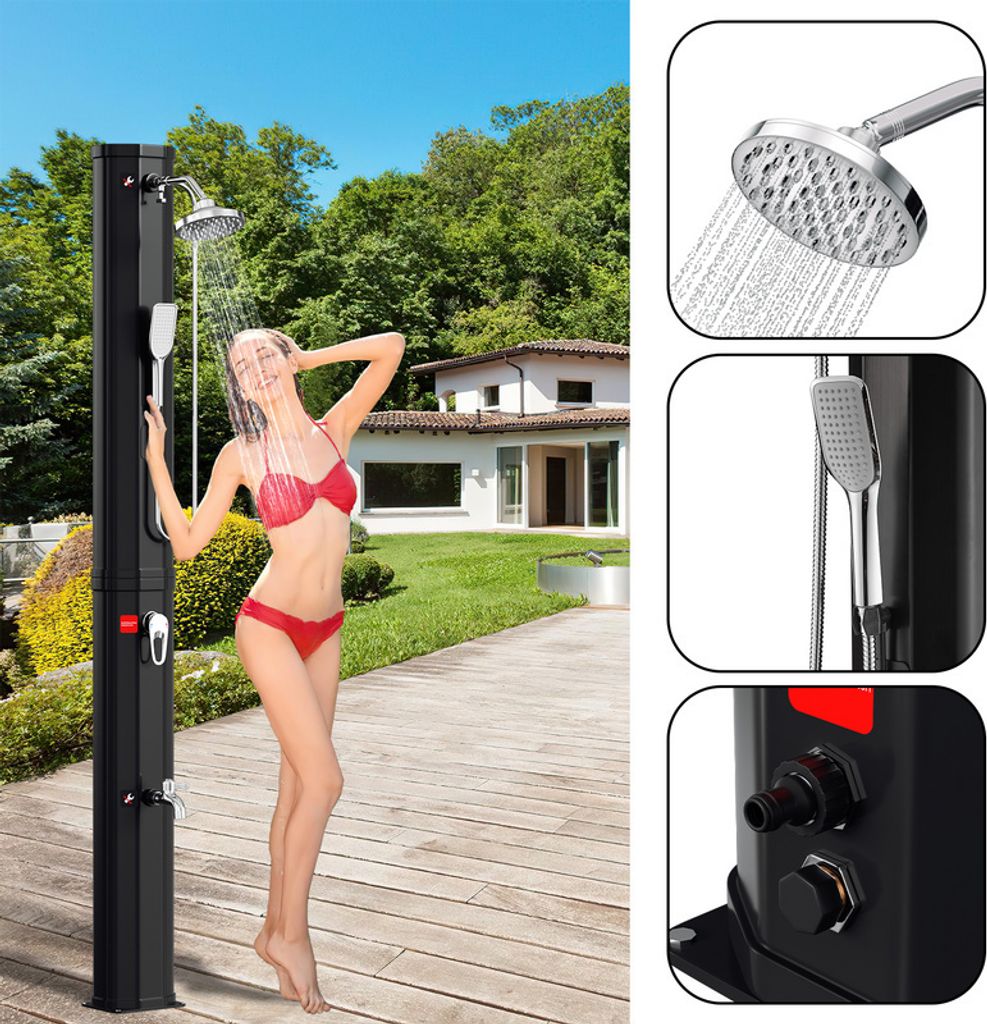 Jopassy Solardusche Einstellbare Temperatur bis 60°C Einstellbare Temperatur Campingdusche Outdoor schwenkbarer Duschkopf Für Terrassen 60L Mit H...