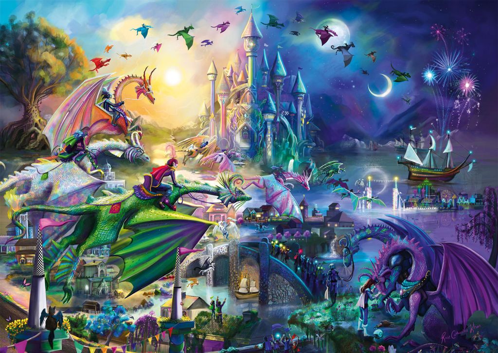 SCHMIDT Puzzle Nacht Drachenrennen 1000 Teile