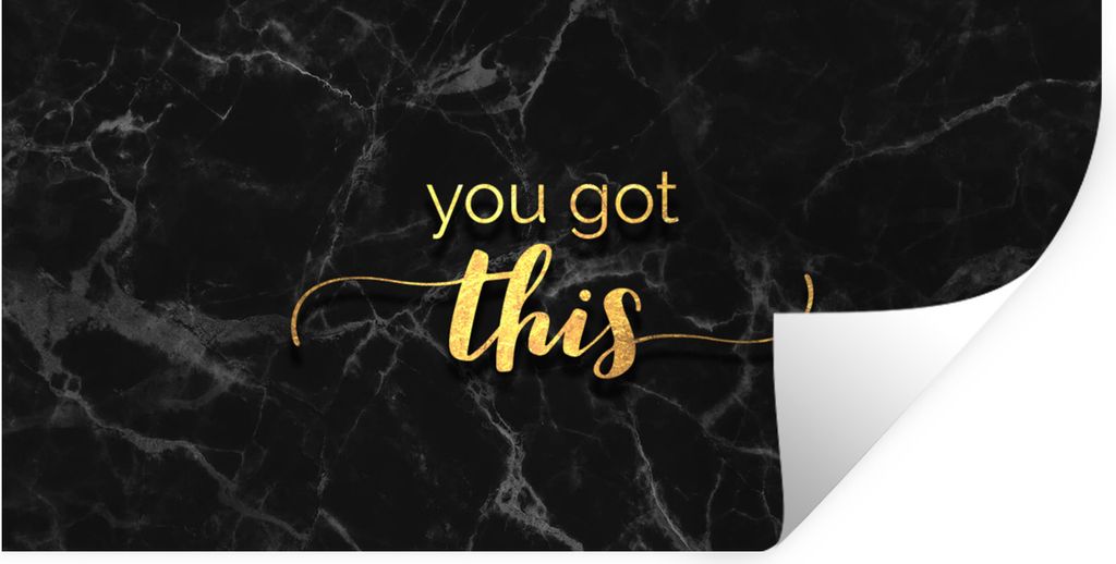 MuchoWow Wandtattoo Wandsticker Wandaufkleber Zitate - Motivation - Gold - Marmor 80x40 cm Selbstklebend und Repositionierbar - Aufkleber