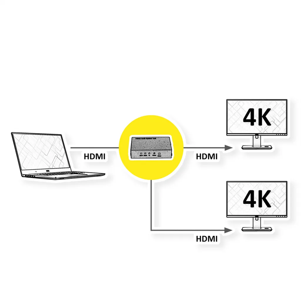 Splitter Vidéo HDMI 4K ROLINE - Solution pour Connecter 2 Écrans UHD