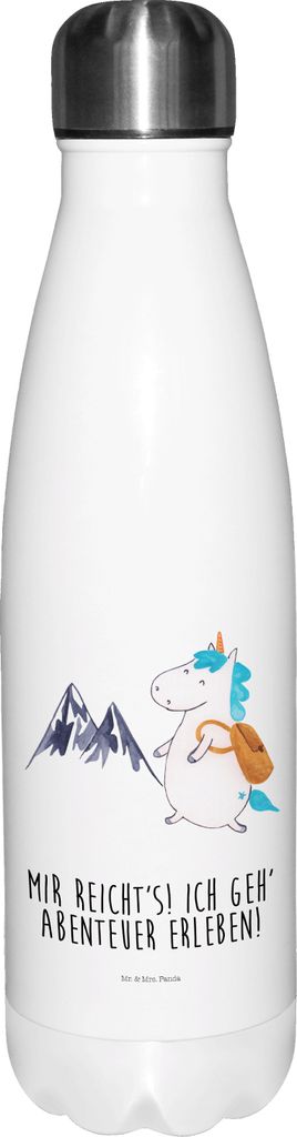Mr. & Mrs. Panda Trinkflasche Einhorn Bergsteiger - Weiß - Geschenk, isolierbehälter, Berge, Thermo-Trinkflasche, trinkflaschen, Thermosflasche, ...