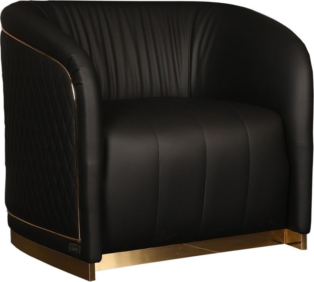 Schwarzer Ledersessel Moderner Wohnzimmer Loungesessel Edle Möbel