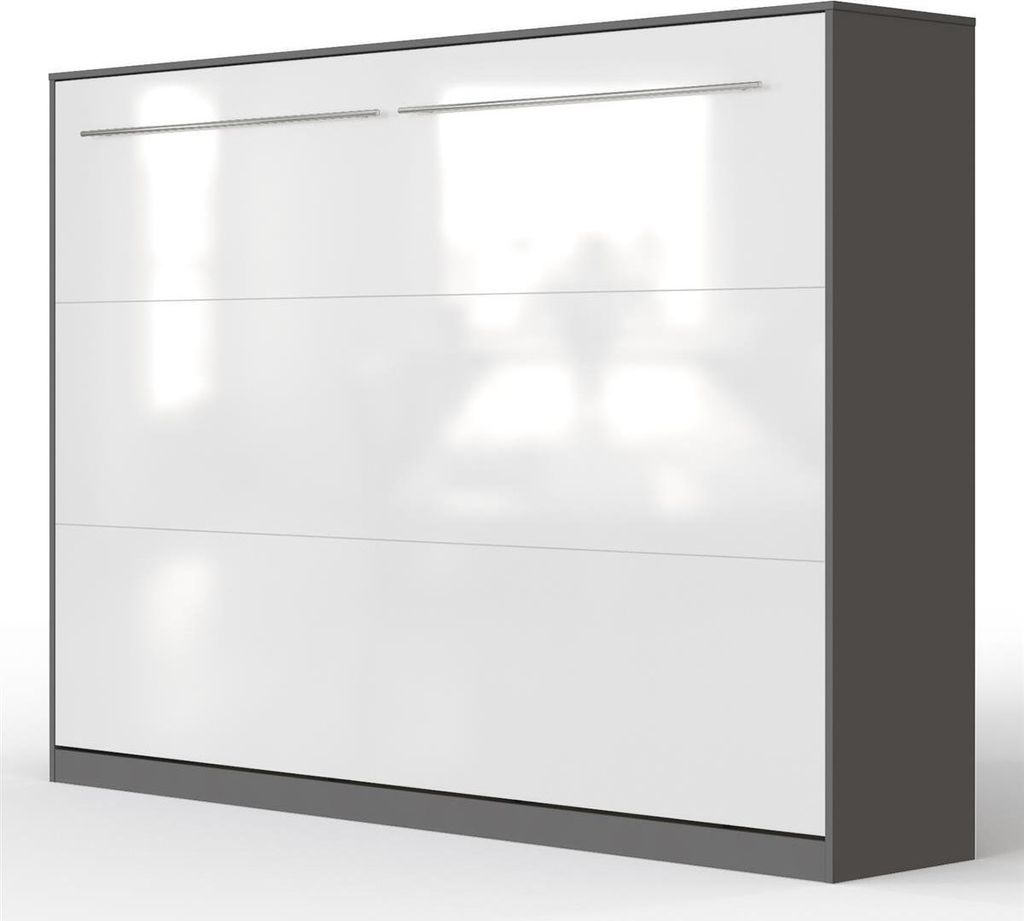 SMARTBett Schrankbett Standard Anthrazit/Weiss Hochglanzfront 140 Horizontal