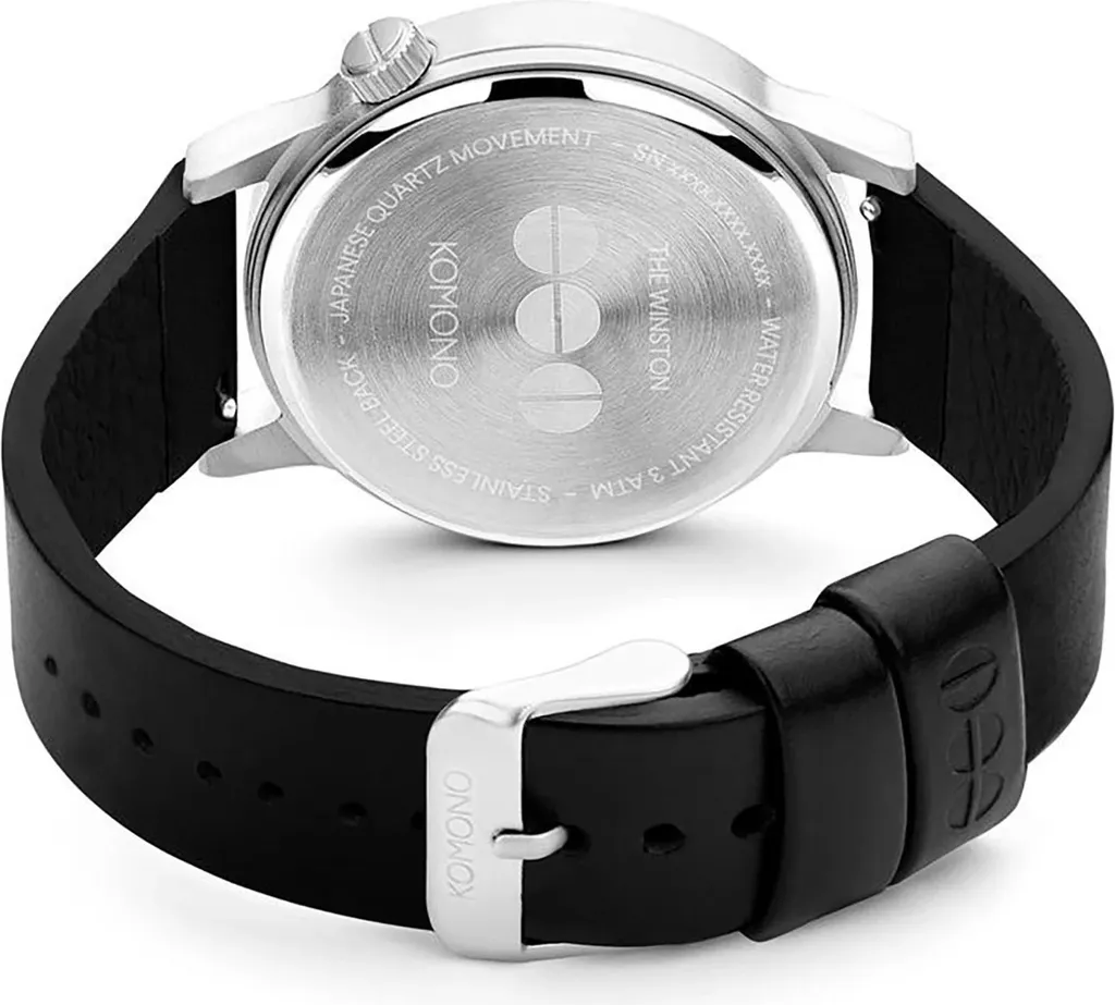 Montre en Cuir Winston Subs Argentée avec Cadran Blanc et Seconde - 5
