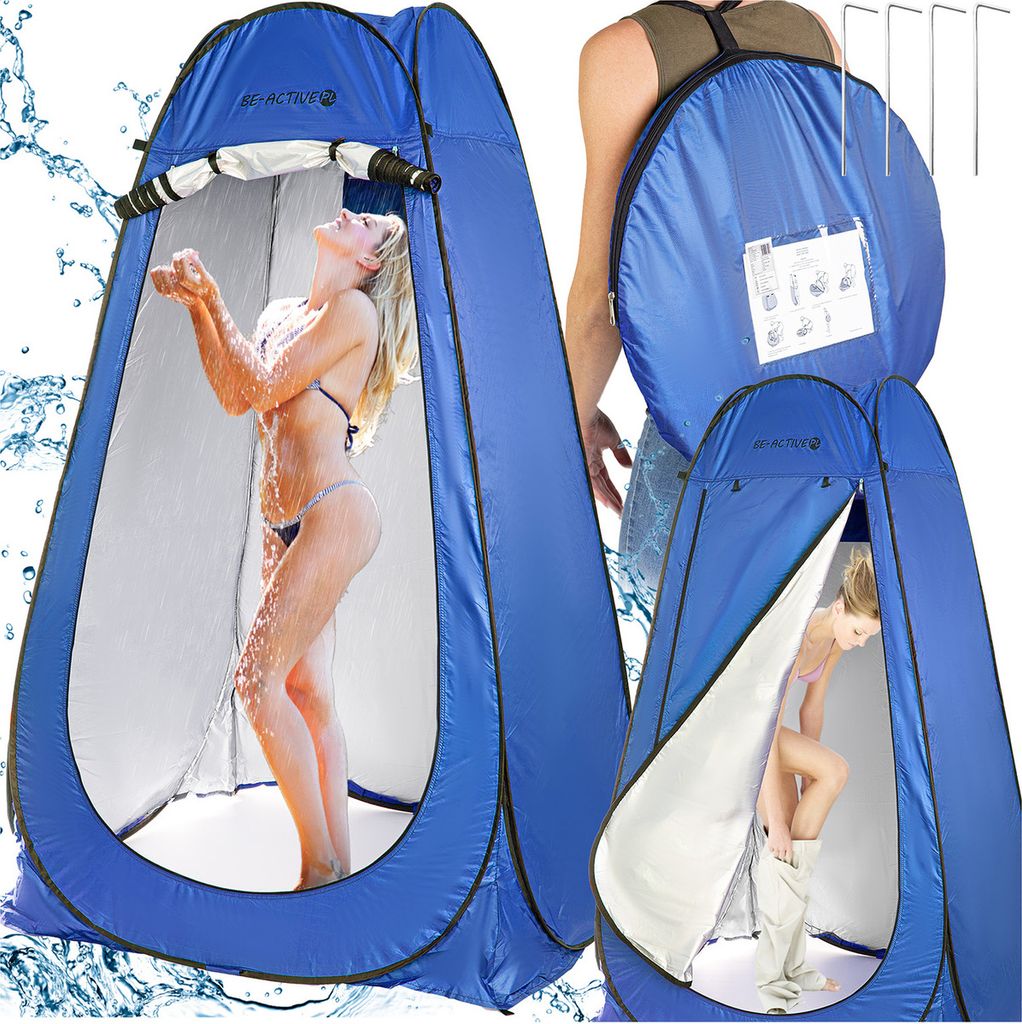 Duschzelt Camping 110 x 110 x 190 cm Toilettenzelt Umkleidekabine für Strand Wandern mit Tragetasche Blau