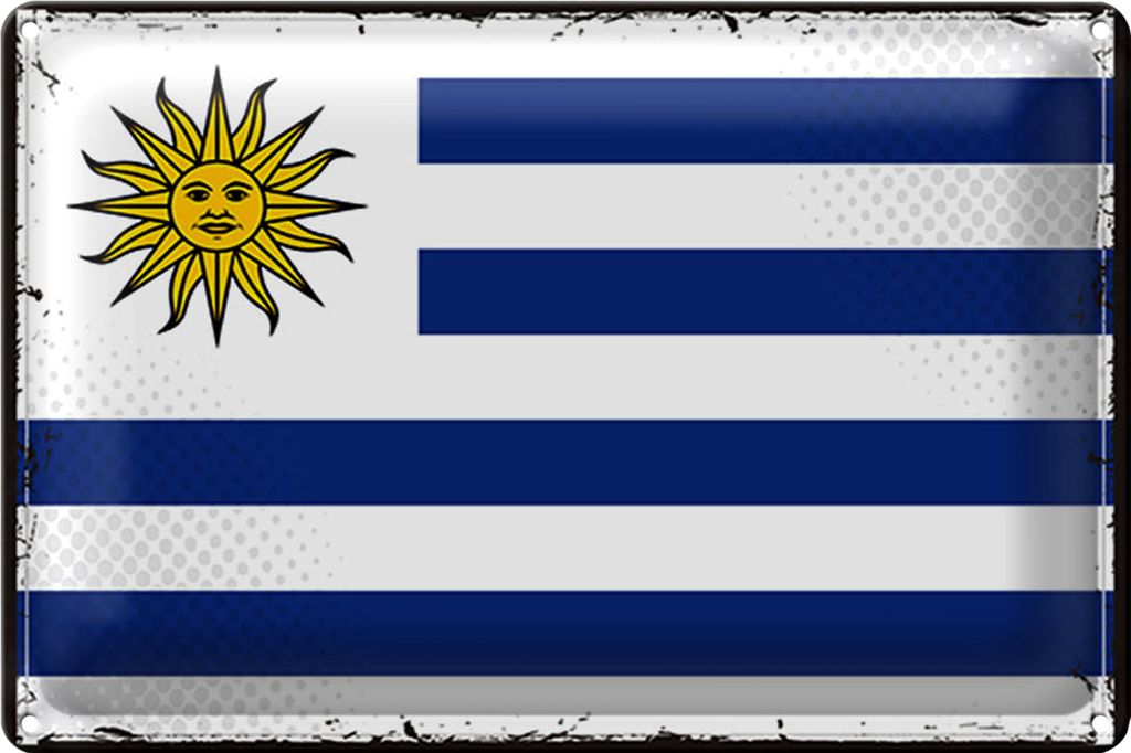 Blechschild Flagge Uruguay 30x20cm Retro Flag of Uruguay