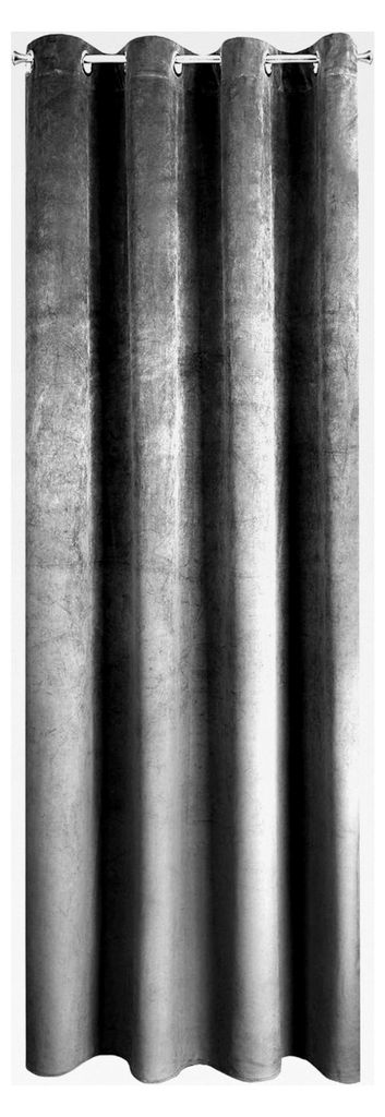 Samtvorhang mit Ösen - 1 Stück, einfarbig, 200 g/m², 140 x 250 cm, Grau