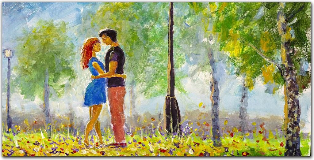 Coloray Bild aus Leinwand 120x60 Leinwand Dekoration - Park Baum Paar