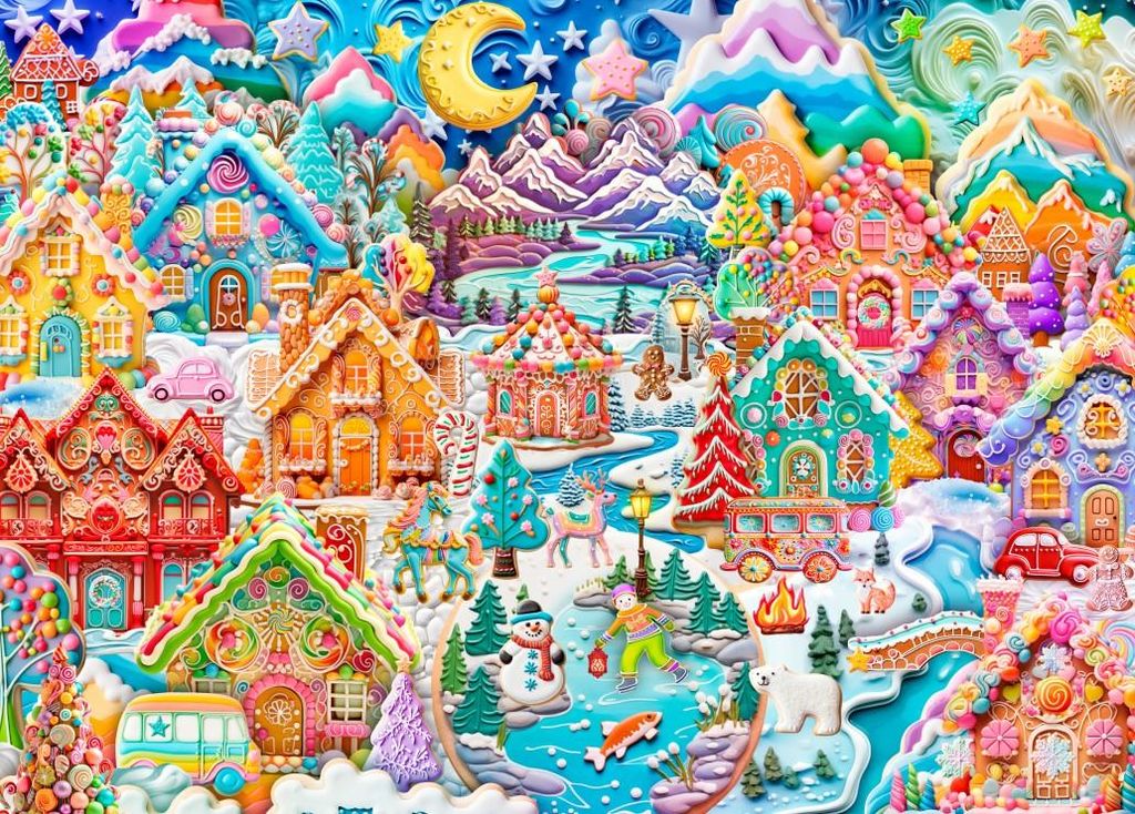ALIPSON Puzzle Farbenfrohe Nacht in Cookietown 1500 dlks