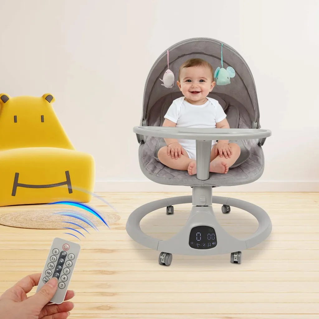 Balançoire électrique bébé grise 5 vitesses et Bluetooth 0-18 mois - 5
