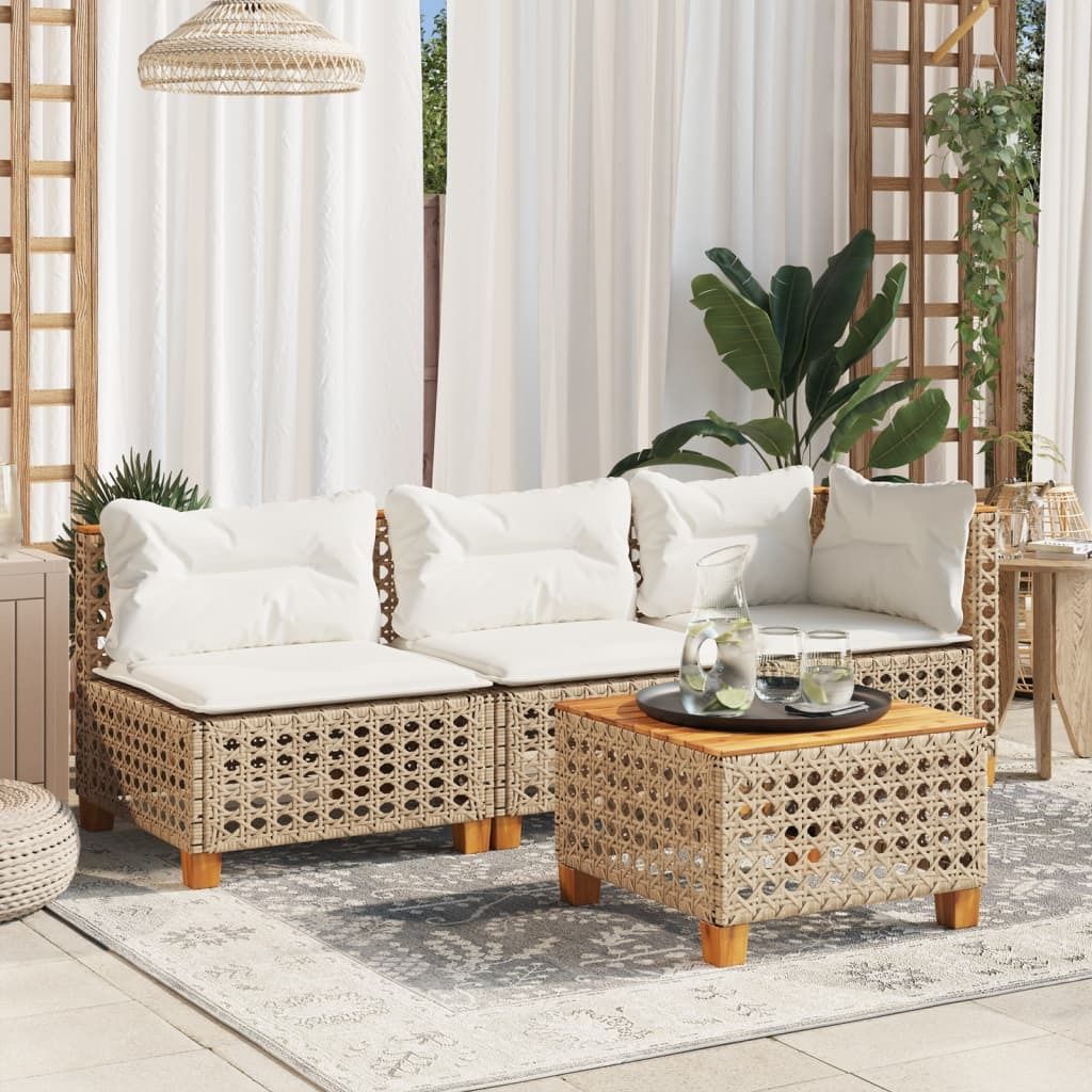 " " Garten-Ecksofa - CLORIS - Balkonmöbel - Gartenmöbel Set - mit Kissen Beige Poly Rattan - 63,5x63,5x62 cm NeuMöbel 9376764