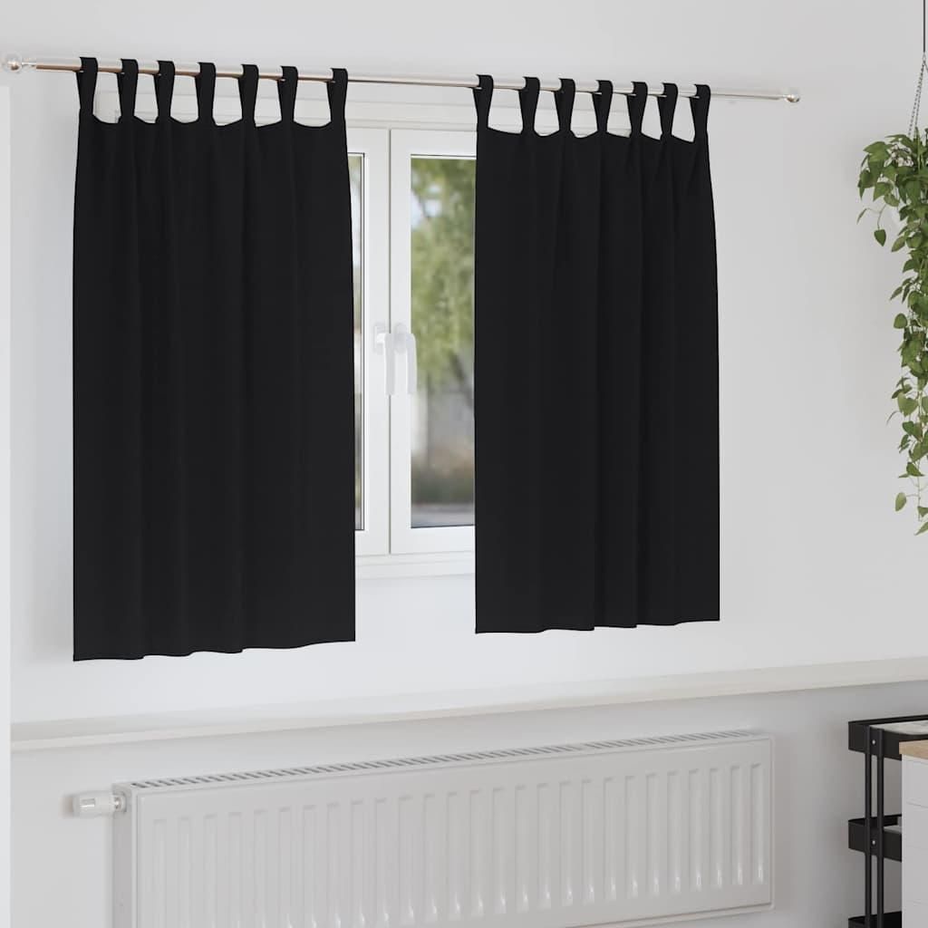 Verdunkelungs-Vorhänge mit Ringen 2 pcs Schwarz 140 x 140 cm