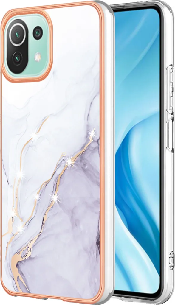 Cover Xiaomi 11 Lite Bianco Marmo: Protezione Slim in Silicone Morbido