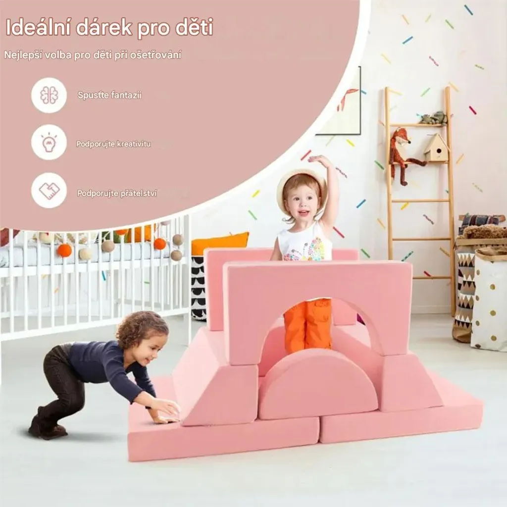 Canapé Enfant Rose Déhoussable et Lavable - Solution Jeu Modulable - 5