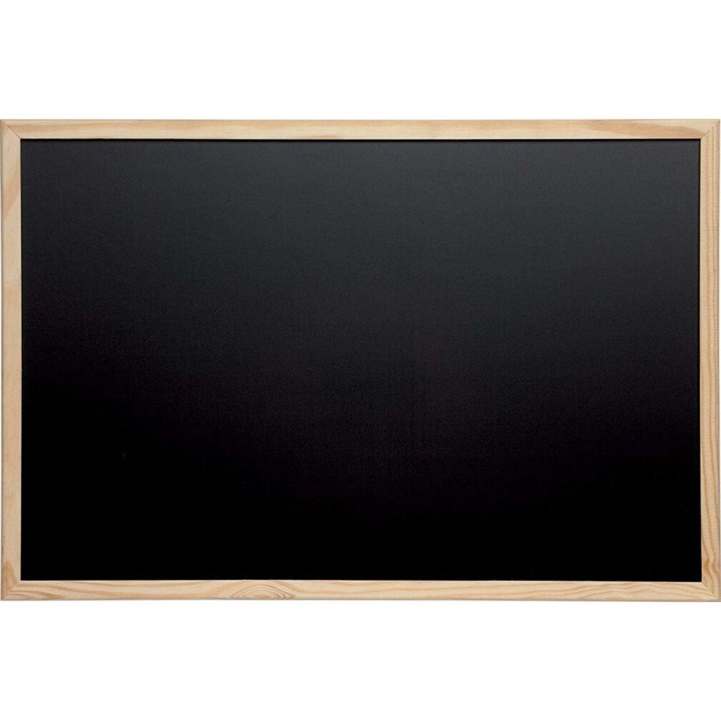 A black chalkboard with a wooden frame, presented against a white background.