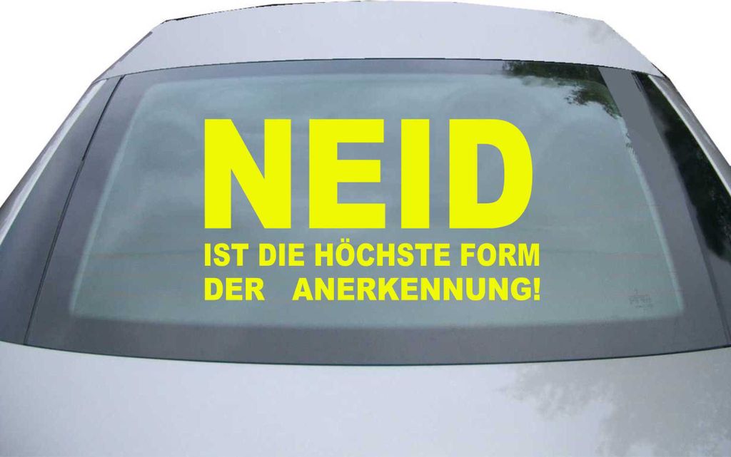 Indigos UG - Aufkleber Heckscheibe & Motorklappe DE6148 - neongelb - 600x324 mm - neid - Auto Scheiben Fenster Heckklappe Tuning Racing JDM - Die cut