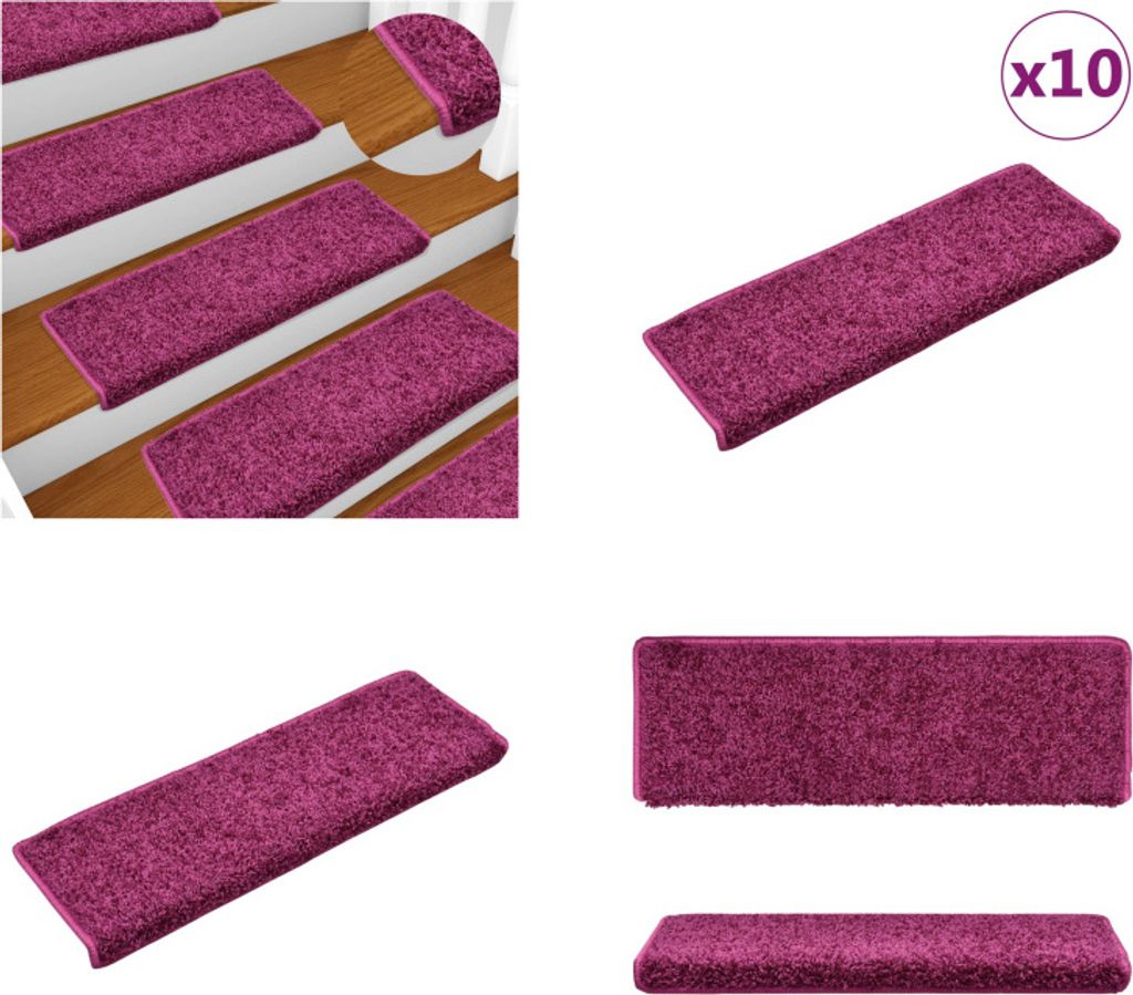 vidaXL Stufenmatten 10 Stk. 65x21x4 cm Violett - Treppenmatte - Treppenmatten - Treppenteppich - Treppenschutz