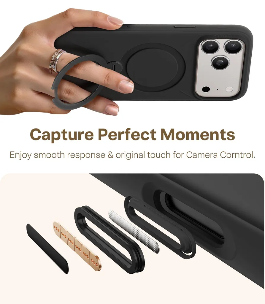 Coque iPhone 17 Pro Max TORRAS Ostand avec Support Rotatif 360° Noir - 4