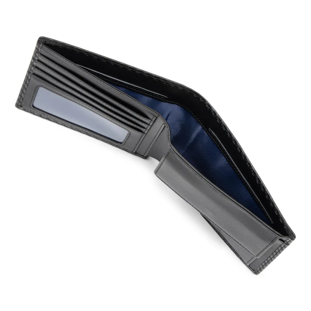 Portafoglio SERASAR Nero in Pelle Carbonio - Accessorio Uomo 13cm - 6
