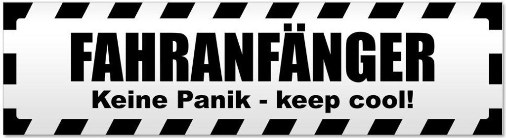 Kiwistar - Autoaufkleber - Schwarz - 45 x 12 cm - Fahranfänger. Keine Panik - Keep cool! Gestreift - Hinweis Aufkleber Sticker für Auto, Kfz, Fah...