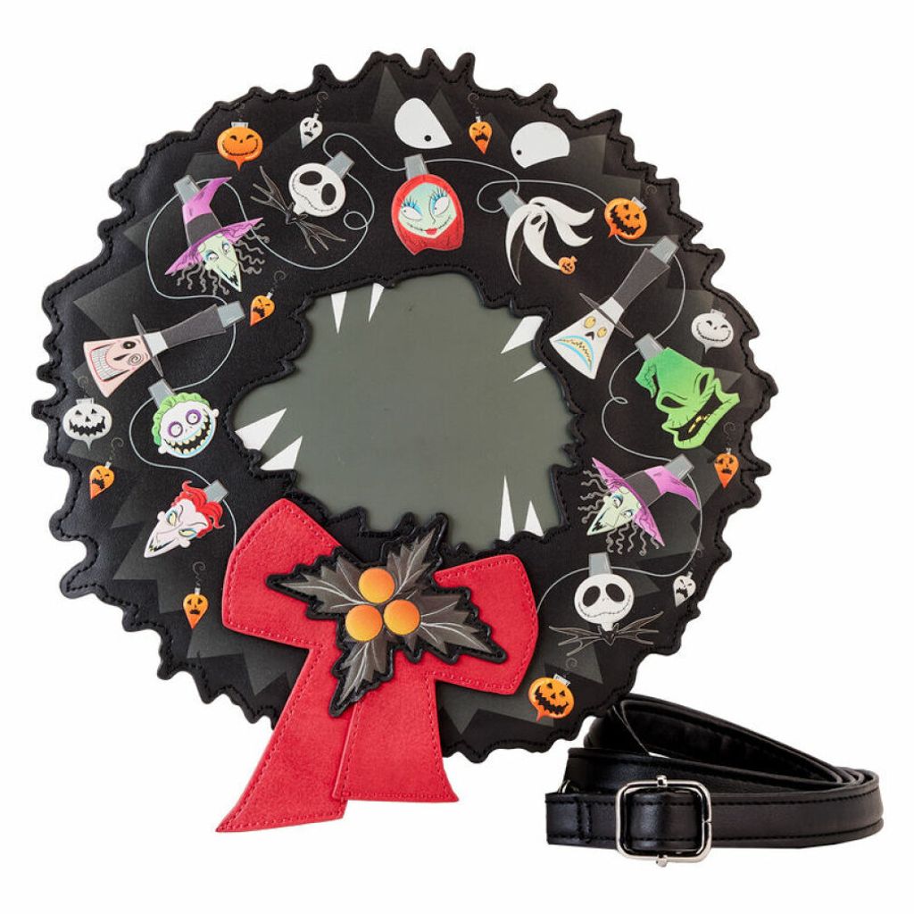 Loungefly Disney Nightmare Before Christmas Wreath String Lights Glow Crossbody Tasche