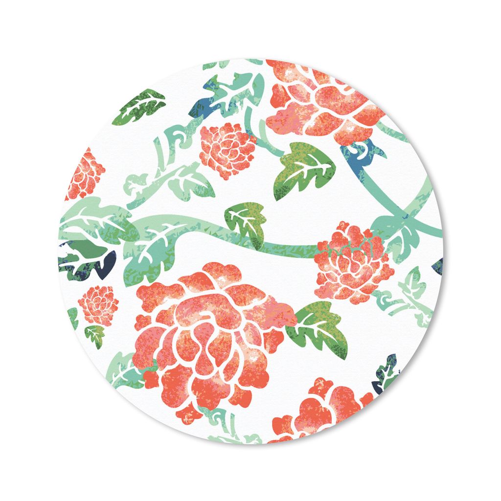 MuchoWow Mauspad Mousepad Blumen - Blätter - Muster - Aquarell 40x40 cm - Mousepads - Maus Mat - Pad - Mausunterlage - Schreibtisch Accessoires