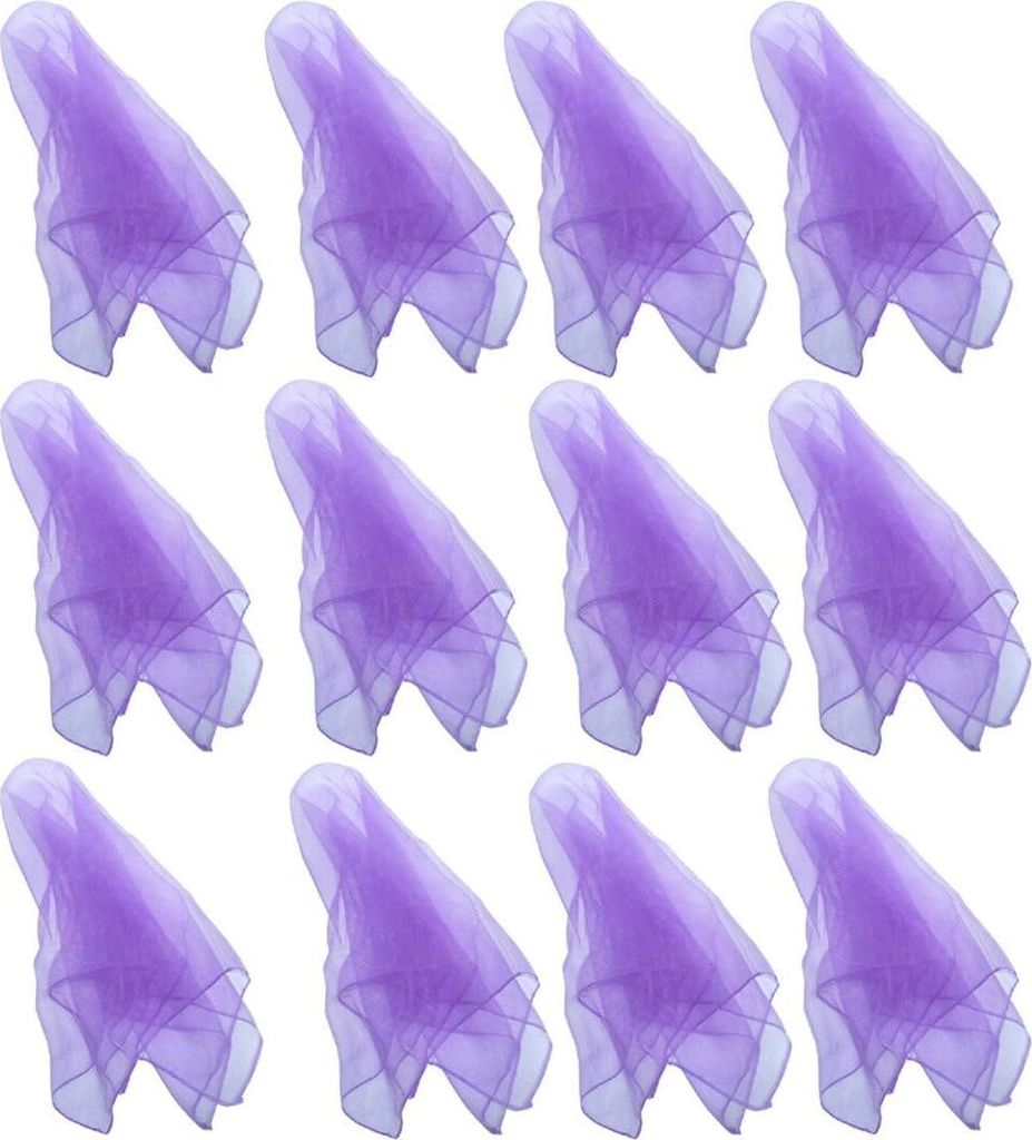 12er-Pack Jonglier-Tanzschals | Mischfarben & Einfarbig | 60 x 60 cm - Perfekt für Kinder & Erwachsene | Violett