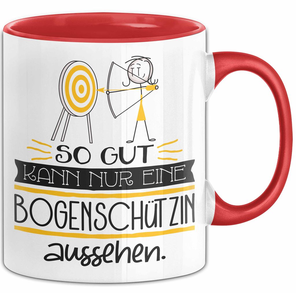 Bogenschützin Geschenk Tasse So Gut Kann Nur Eine Bogenschützin Aussehen Geschenkidee Geburtstag Weihnachten Lustig (Rot)