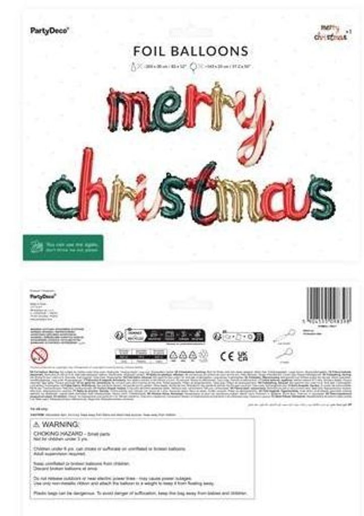 PARTYDECO Balon foliowy Merry Christmas mix 98398 Zdjęcie produktu 